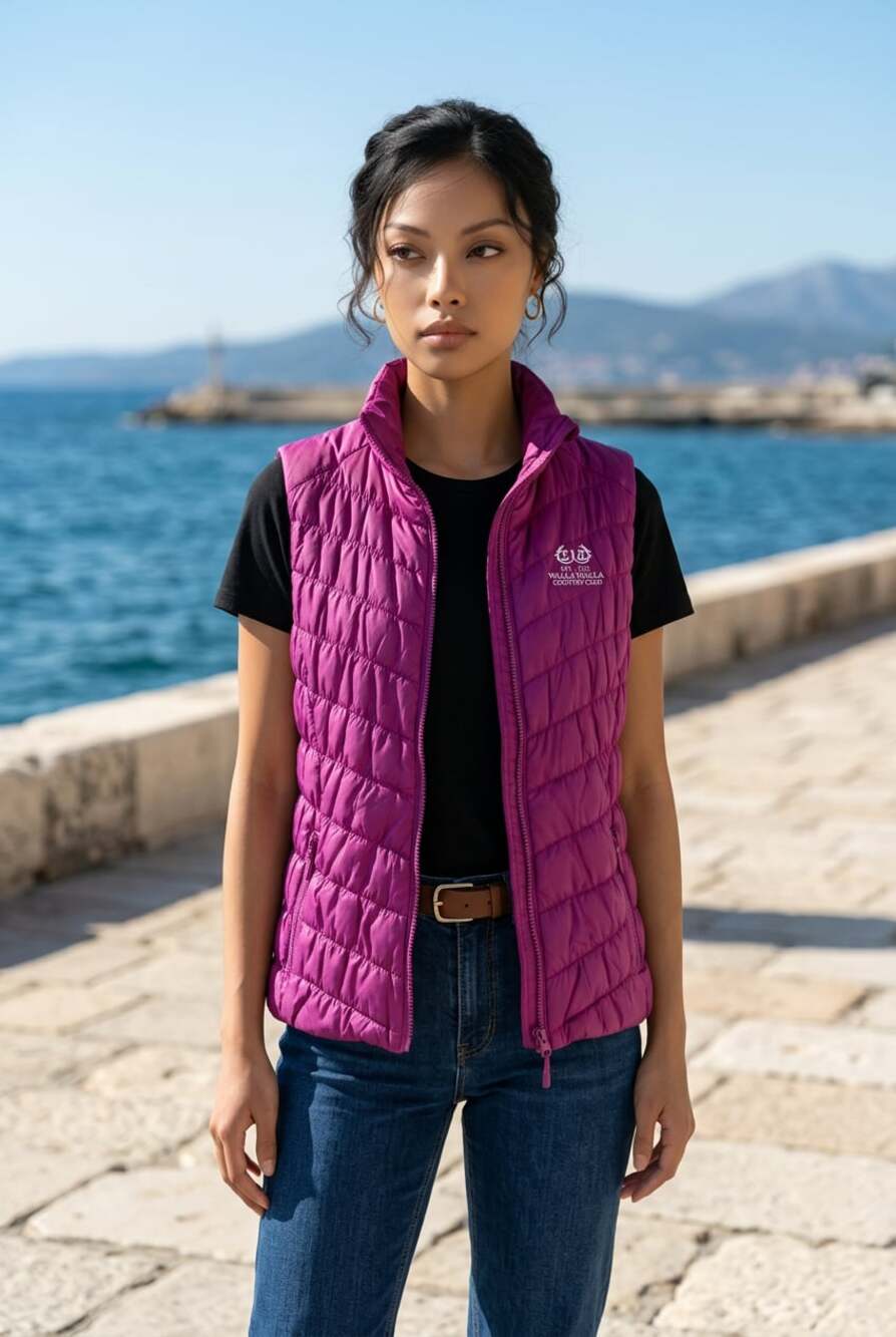 BNWT GGblue Venus Puffer Vest with Walla Walla Country Club Logo large